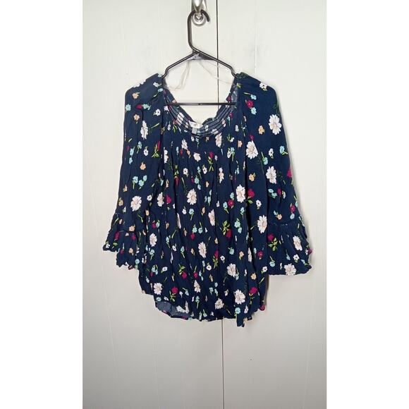 Terra & Sky Top Blouse Womens Plus 1X Blue - Picture 1 of 7